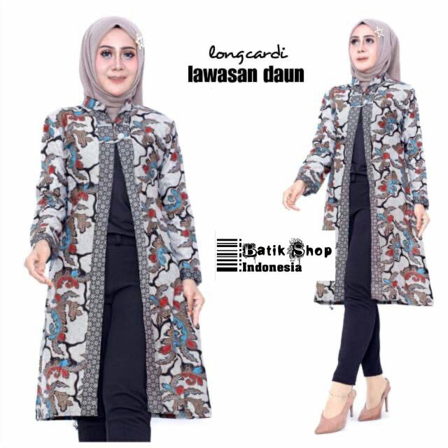 ADA JUMBO Longcardi Lawasan Daun Batik Outerwear Audy Kardigan Wanita Casual Ayushinta Baju Kerja Sloka