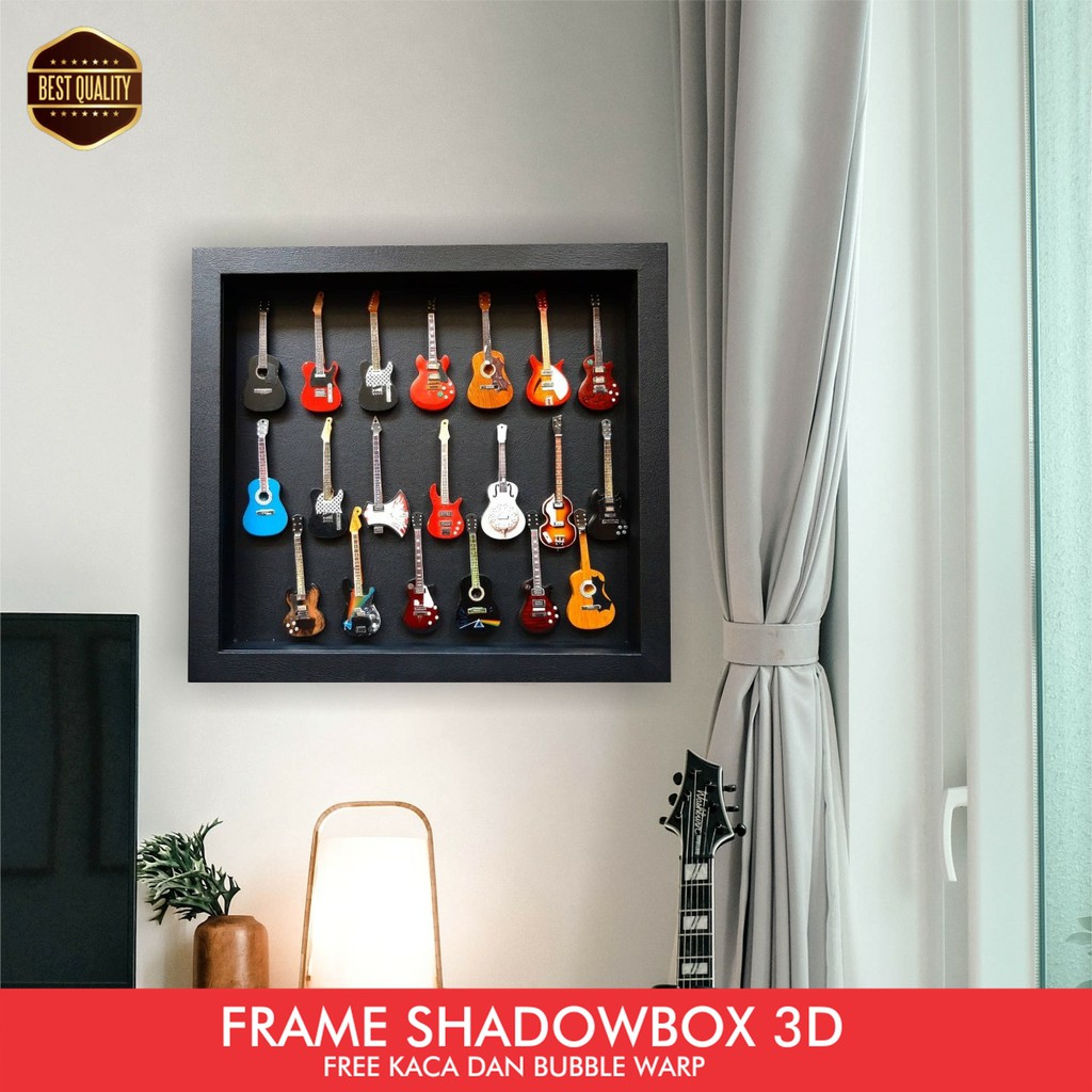 frame shadowbox gitar lengkap Pajangan studio musik Pigura musik pigura hiiasan dinding studio