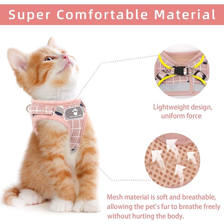 Pet Harness Rompi Kalung Tali Tuntun Baju Anjing Kucing Cat Dog Leash