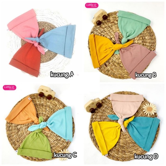 Little Q Topi Kucung Polos Warna Topi Bayi