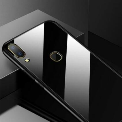 Oppo Realme C3 / C11 / C15 / 3 /  3 Pro Case Glass Black Glas Permium Miror Kaca