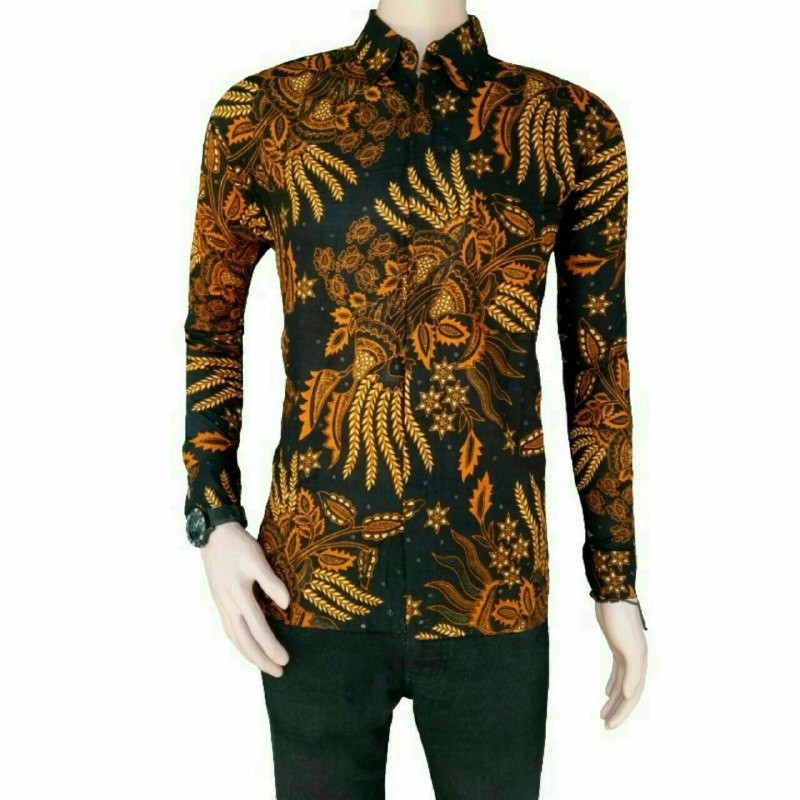 BSWART BATIK HRB026 Kenongo Hem Pendek Padi Pekalongan M L XL Batik Pria MURAH