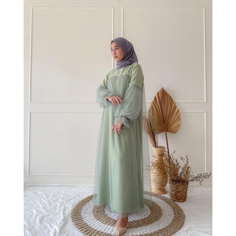 [ORI] Shandrina Tile Dress ld 110 Tile Full Keliling Full Furing Brukat Jumbo/Dress Payet Maxy Mayung Lebar Kondangan Muslimah Lebaran