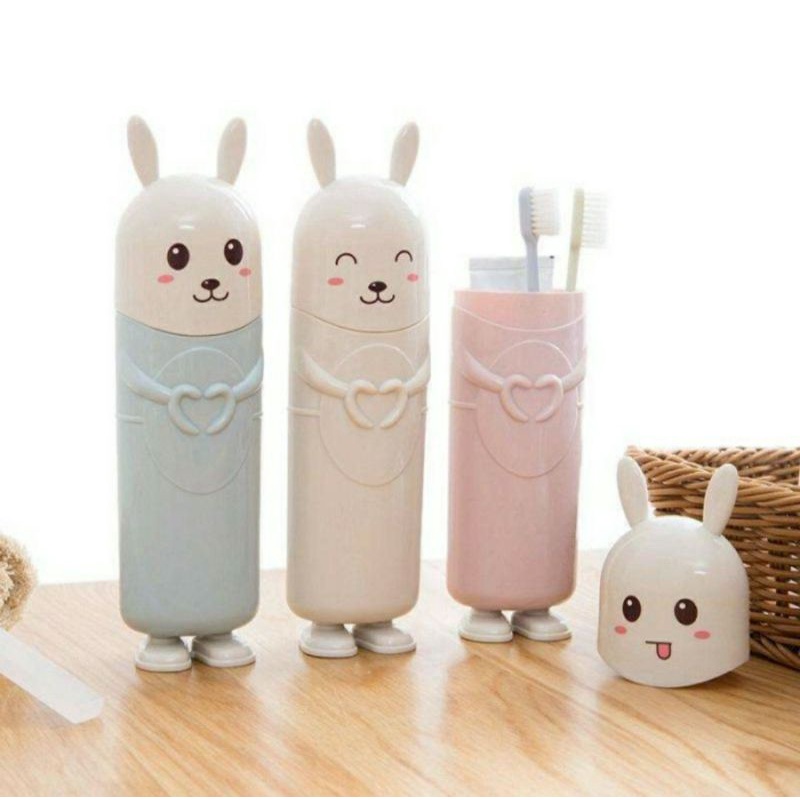 Tempat Sikat Gigi Karakter Motif Kelinci Holder Sikay Gigi Pasta Perlengkapan Mandi Travrl Set