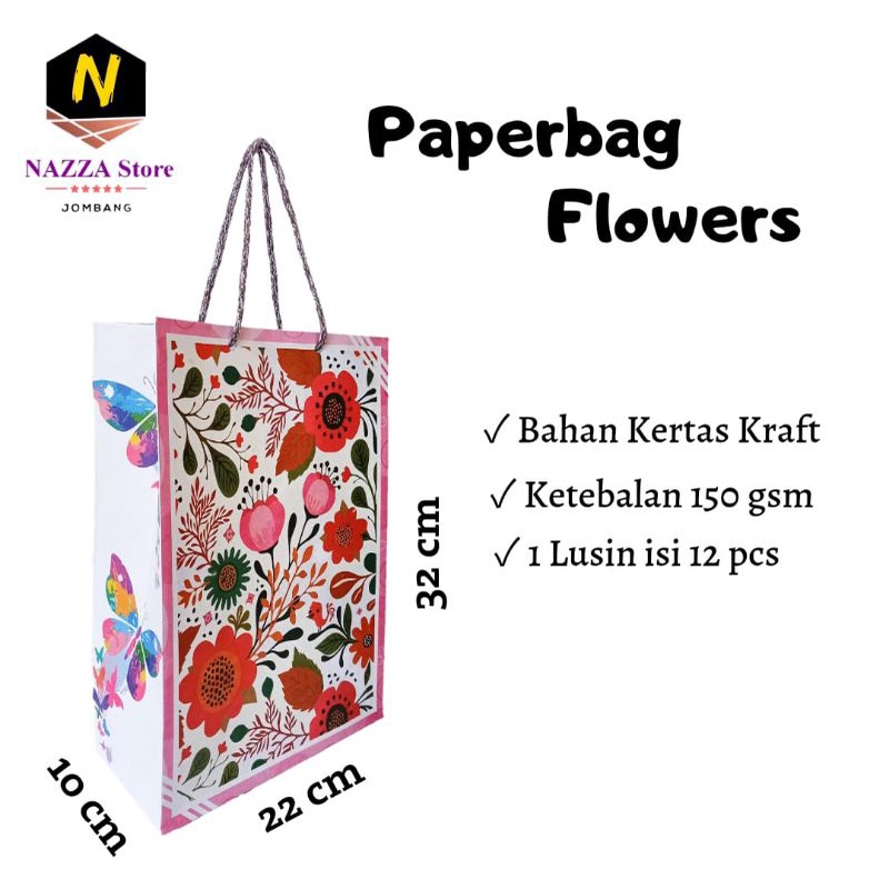 

Paperbag Flowers 22x10x32 cm isi 12 pcs