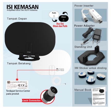 Antena TV Digital Indoor DVB-T2 + Booster STB TV Digital PX UDA-3200A