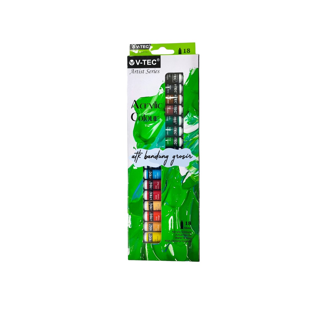 

HJK Cat Akrilik V-TEC VT-618/A Acrylic Colours 18 Warna X 6 ML - Set
