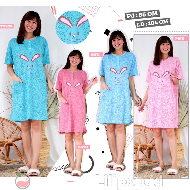 Baju Tidur Daster Wanita Terusan Busui Bumil Kancing 2 Dress Baby doll Lilipop