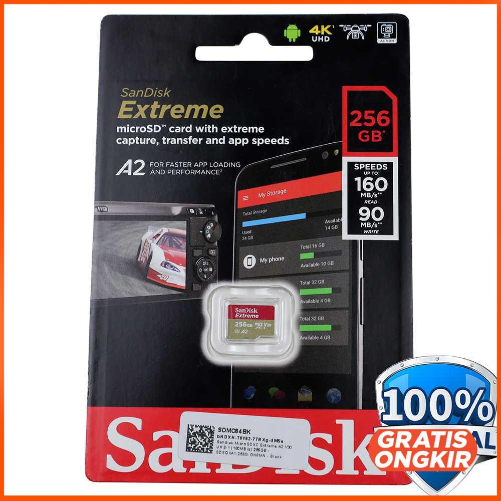 Sandisk MicroSDXC Extreme A2 V30 UHS-1 160MB s - SDSQXA1-GN6MN 256GB