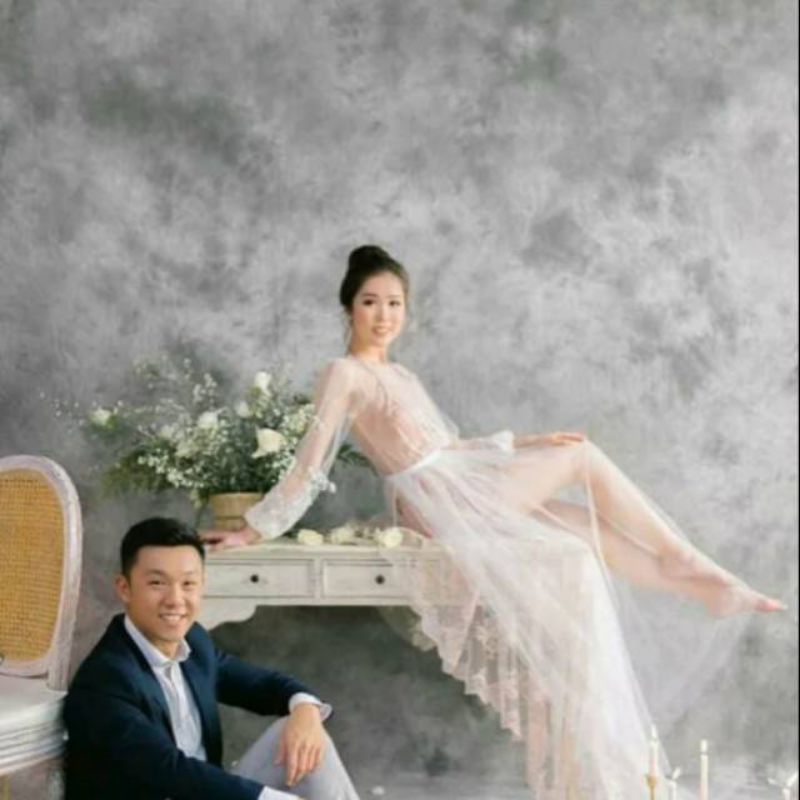 Background Backdrop Layar Foto Studio Custom Abstrak Studio Wedding Wisuda Abu Besar 6x8m 6x8meter