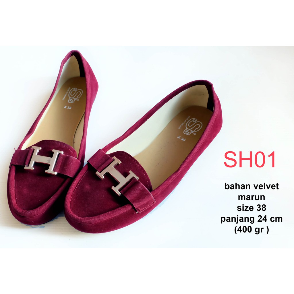 SH01 SH02 sepatu import wanita loafers suede comfy sepatu pita lace brukat lucu kantor