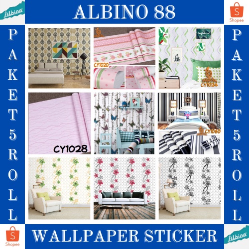 Murah Paket 5 Roll Walpaper dinding/Sticker Dinding Anti Air/Wallpaper DInding Kamar Tidur Motif