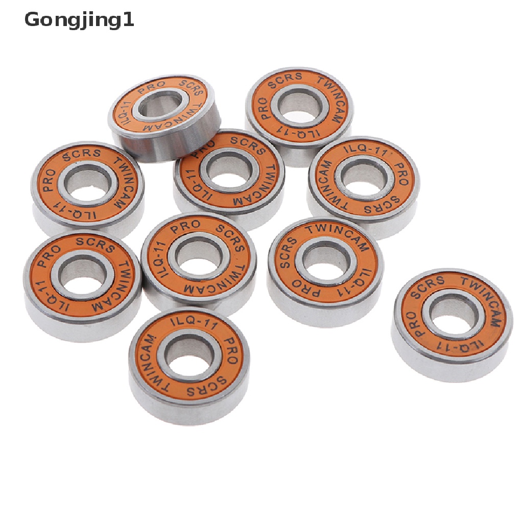 Gongjing1 10pcs Bearing Bahan Stainless Steel Untuk Roda Skateboard / Skuter / Roller Skate