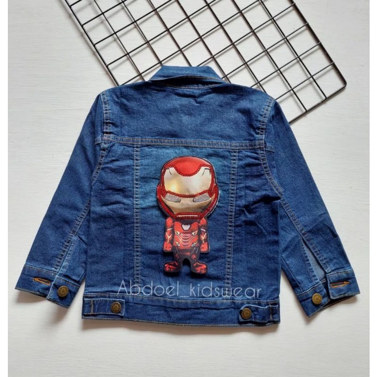 JAKET JEANS LED (NYALA) ANAK/JAKET JEANS SUPERHERO