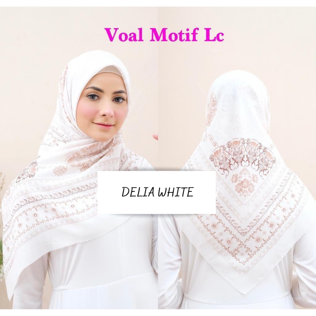 COD PROMO DENAY KW HIJAB SEGIEMPAT VOAL MOTIF / JILBAB DEENAY KW MOTIF TERMURAH-DELIA WHITE