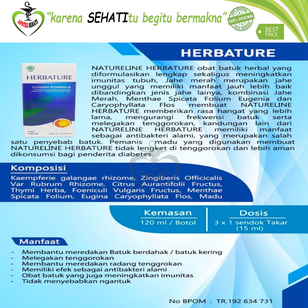 Hermed Herbature Cough Formula Obat Batuk Herbal 120ml BPOM