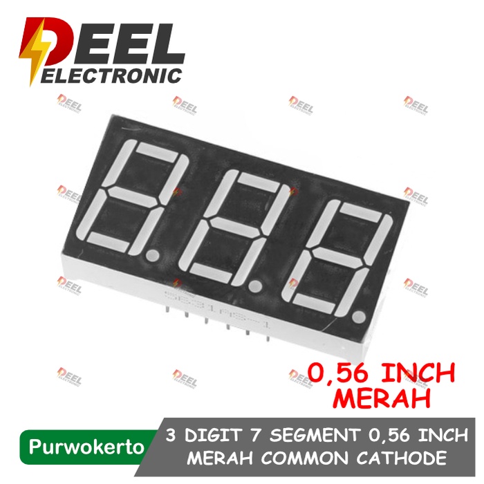 3 DIGIT SEVEN SEGMENT 0,56 INCH RED COMMON CATHODE 7 SEGMENT MERAH