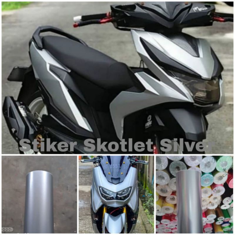 Stiker skotlet Silver doff dan glossy skotlet motor silver