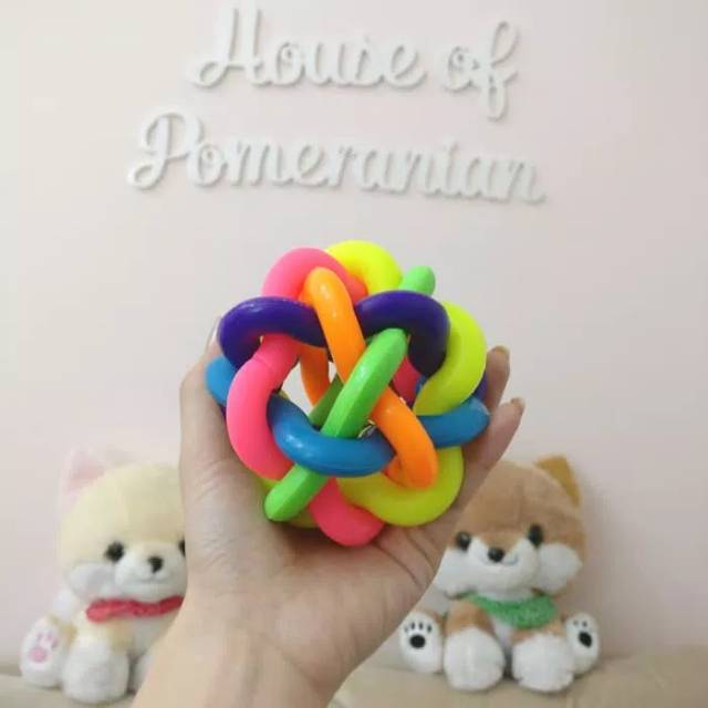 Mainan bola kerincing anjing kucing JUMBO. Dog cat rainbow ball toys
