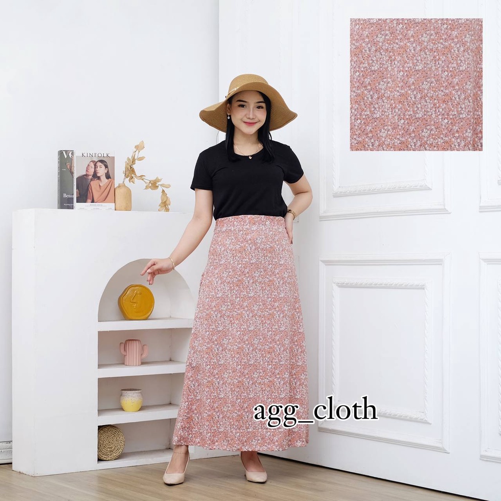 Floral Skirt / A-line skirt/ Korean style/ Rok midi Rok bunga / KOREAN STYLE