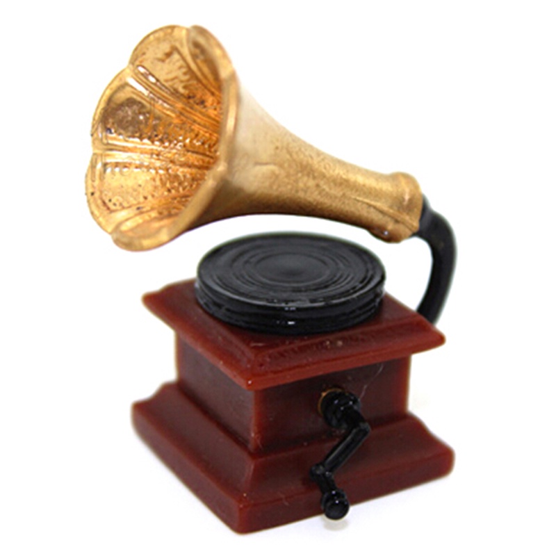 Miniatur phonograph Gaya retro Skala 1: 12 Untuk Rumah Boneka