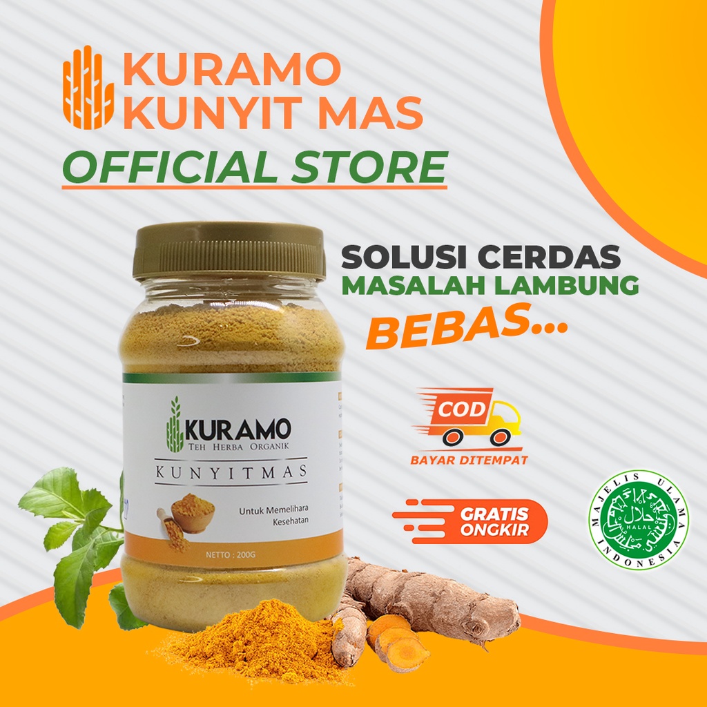 Obat Asam Lambung Teh Bubuk Herbal Kunyit Mas untuk Maag Gerd Asam Lambung  Kronis Mual Kembung  200