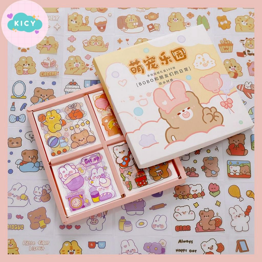 

[KICY] 1 Lembar Stiker Deco BOBO BEAR Stiker Lucu Stiker Aesthetic Scrapbook Journal Kit Notebook DIY Bujo kit