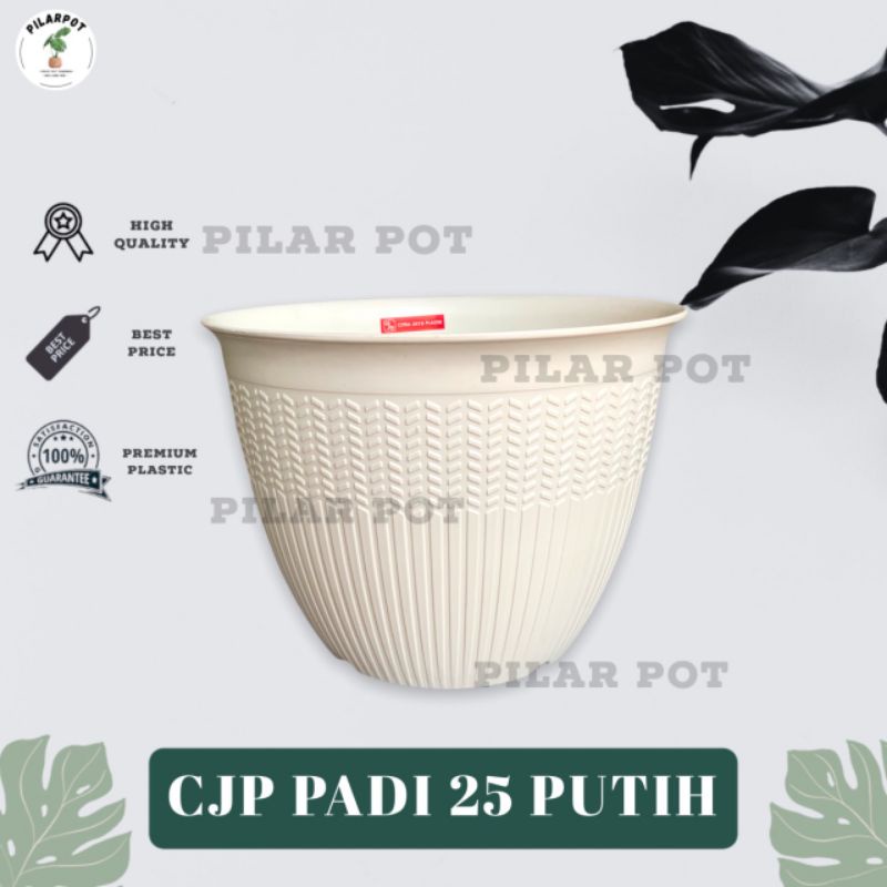 pot bunga tanaman cjp padi 25cm putih - CJP PADI 25 PUTIH 9925