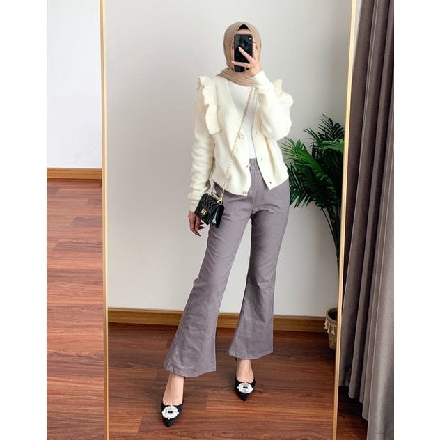 BEFAST - ZFS OOTD Wanita Celana Panjang AIREN / SOLBIE CUTBRAY DRILL PANTS / Celana Panjang Casual / Celana Cutbray Trendy / Celana Panjang Kekiniaan Remaja / OOTD Ala Korean Style / Termurah