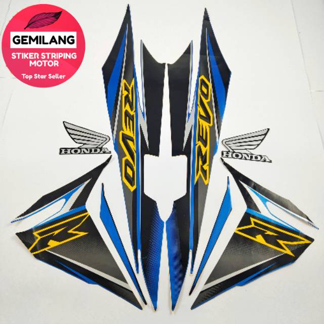 Striping Decal Polet Sticker honda revo r 2008 biru body standar berkualitas terbaik Gemilang Stiker