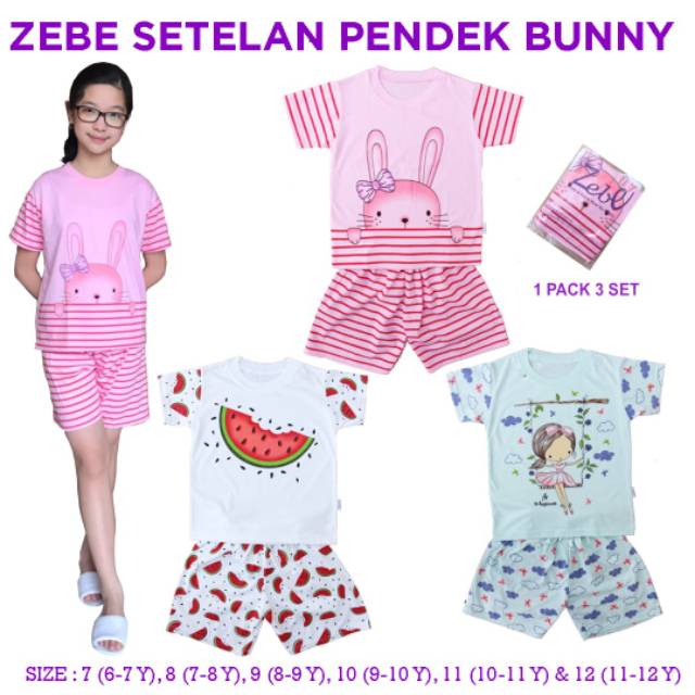 Zebe Setelan Pendek Bunny Edition (3 set)