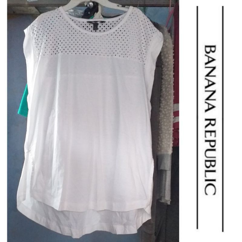 Banana Republic Kaos Baju Cap Sleeve Putih Wanita women Original