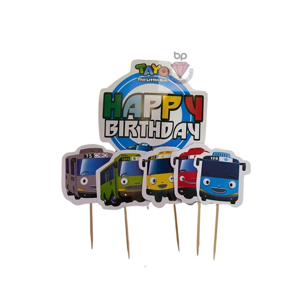 Cake Topper Tayo / Hiasan kue Kertas Happy Birthday Tayo