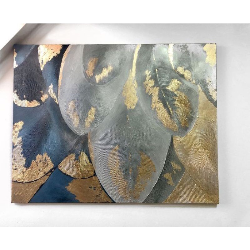 lukisan goldleaf abstrak,lukisan abstrak modern