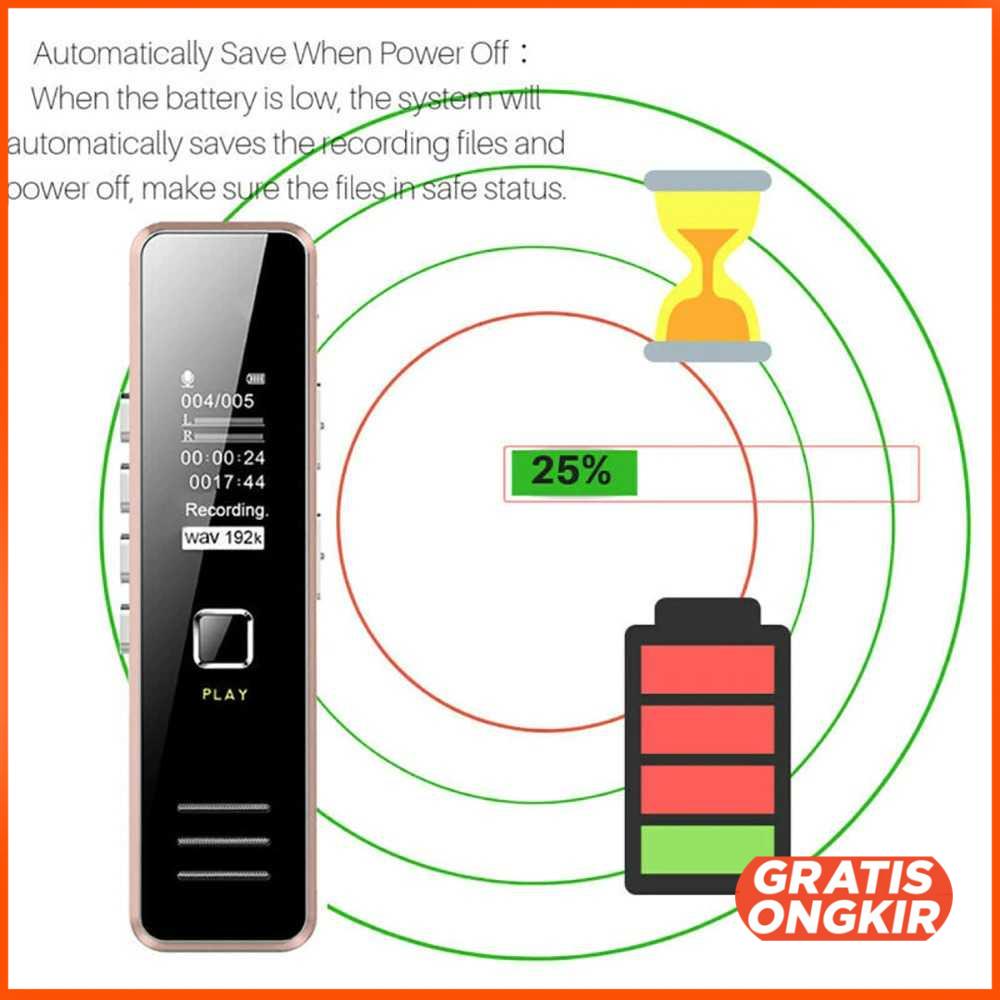 Perekam Suara Audio Digital Mini Voice Recorder 32GB