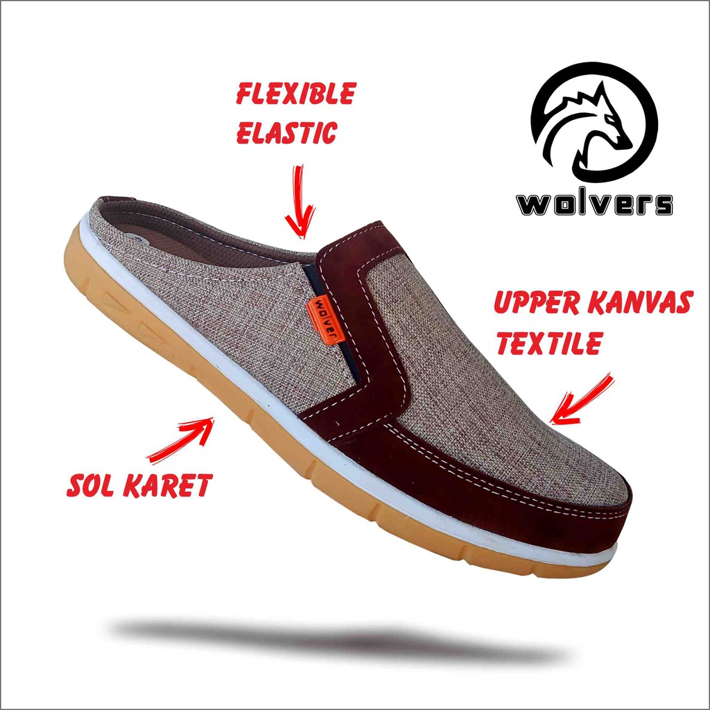 WOLVERS Sepatu Kasual Pria Slip on Slop Murah Terbaru Original Anti Selip