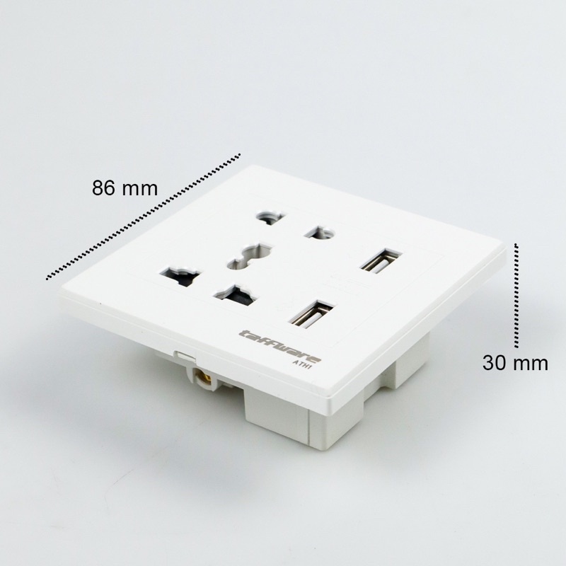 Taffware Stop Kontak Universal UK EU US &amp; 2 USB Port - ATH1 - White