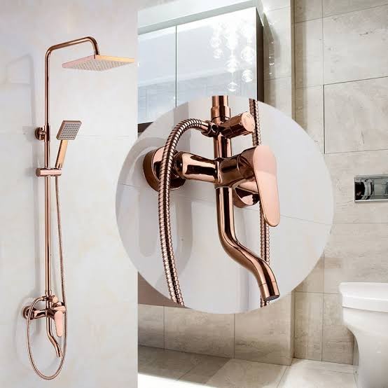 Shower Tiang Panas Dingin Rose Gold / Kran Tiang Panas Dingin