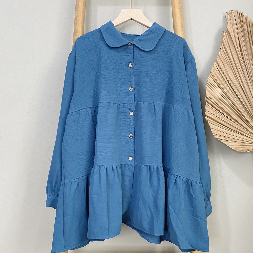 KEMEJA BLOUSE RUFFLE AIRFLOW ZEE LONG SHIRT PREMIUM SHIRT B503