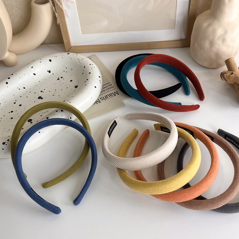 BANDO KAIN WARNA POLOS LEMBUT SOLID PADDED HEADBAND CLOUD BANDANA KOREA RAMBUT HAIR BAND TERANG SOFT KOREAN