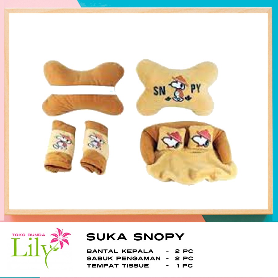 Bantal mobil Snopy aksesoris Mobil 3in1 Bantal Snopy