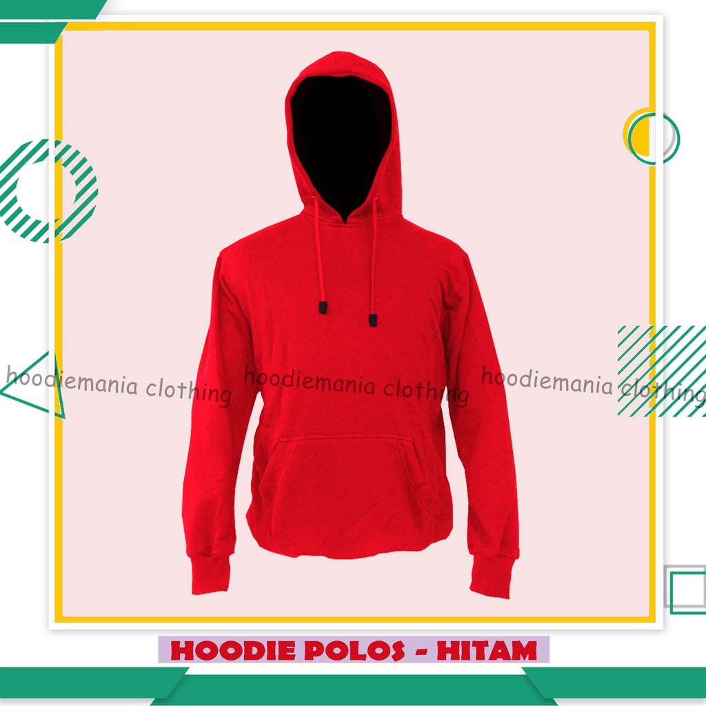 Hodie Polos Pria Wanita Distro Ori Murah Tebal Fleece Katun Merah Premium