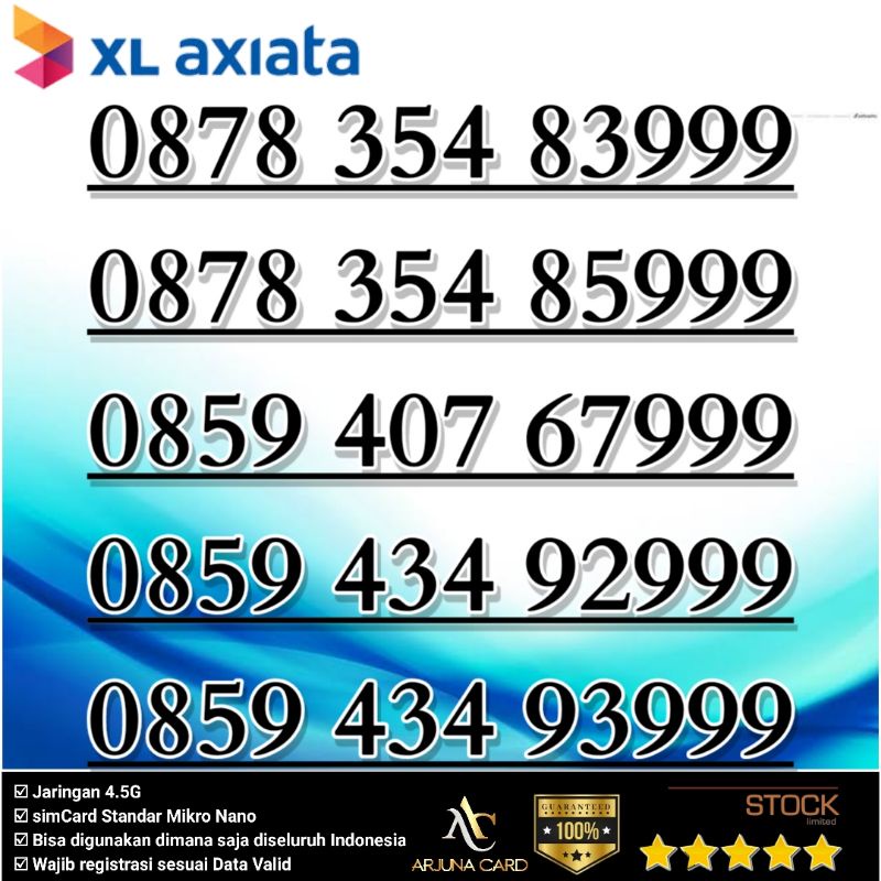 KARTU PERDANA NOMOR CANTIK XL 999 TRIPLE 4G