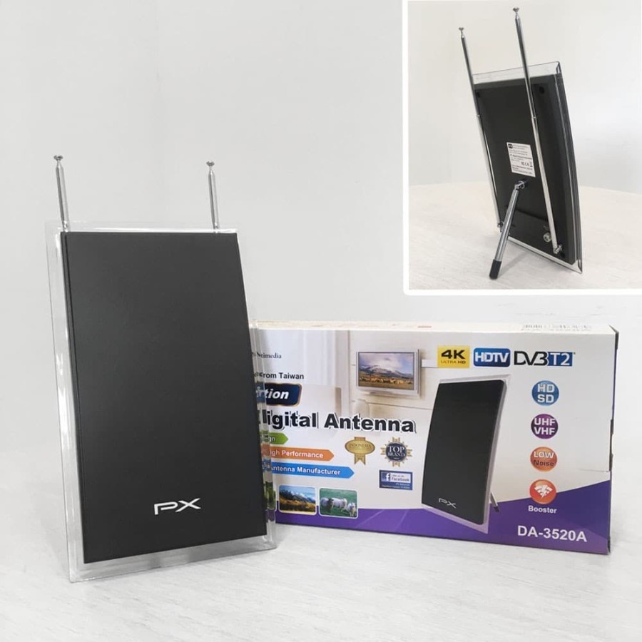 Antena TV Analog Digital DVB-T2 Indoor Antenna PX DA-3520A-Hitam