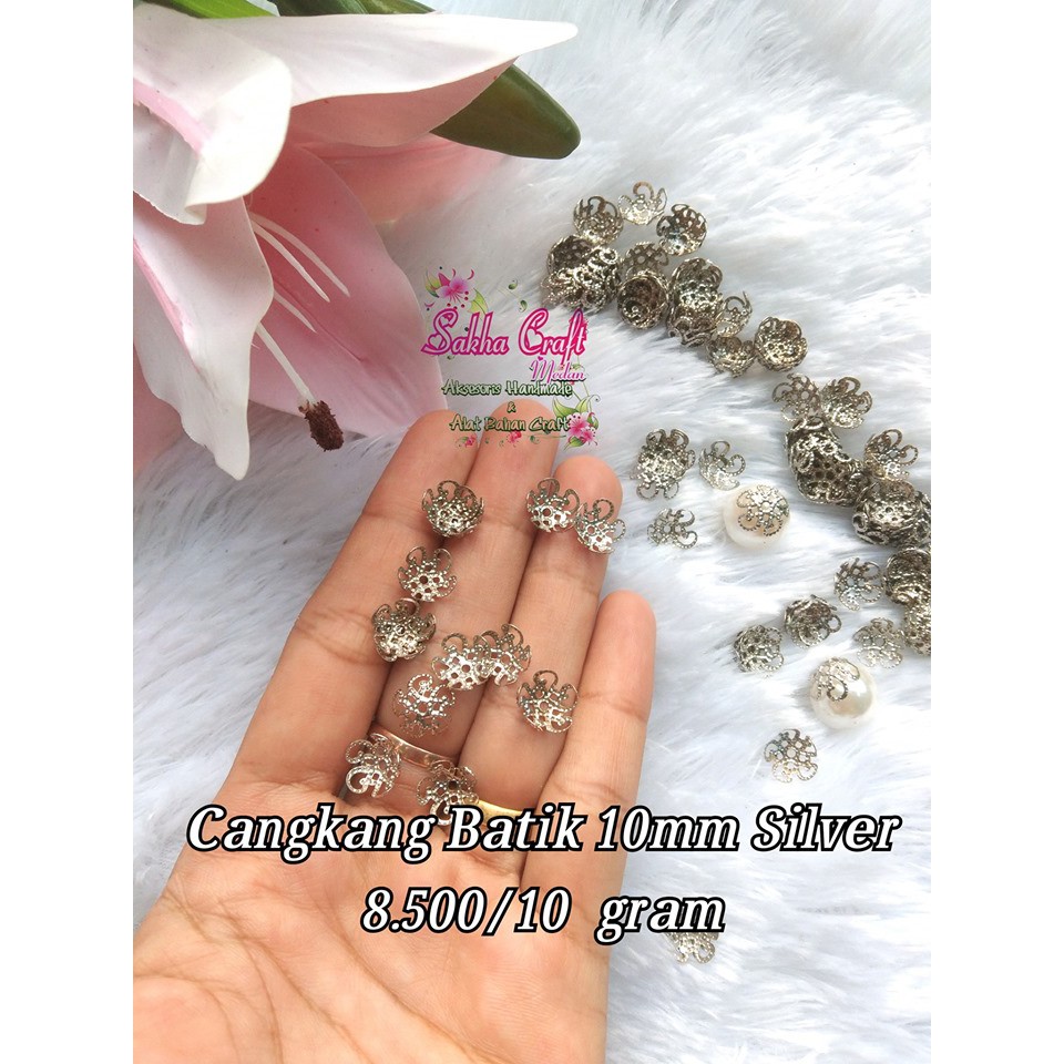 Cangkang batik Silver 10 mm (bahan craft medan)