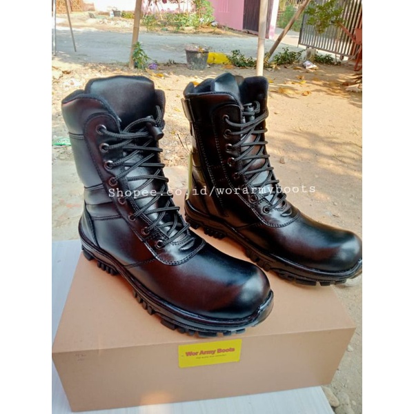 Sepatu pdl kulit sapi asli model jatah TNI AD safety  Full kulit Sapi Asli by Wor Army Boots