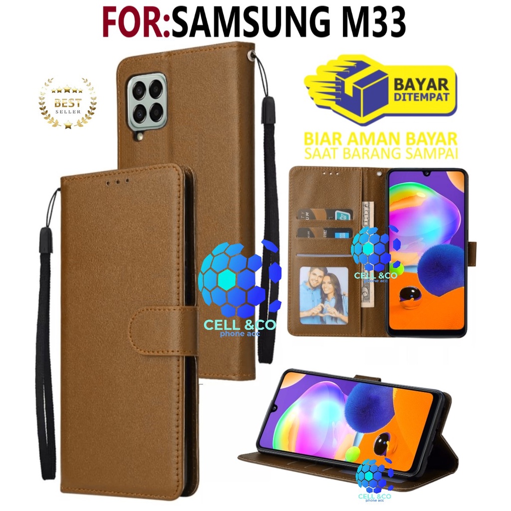 CASE SAMSUNG M33 CASE FLIP LEATHER WALLET PREMIUM FLIP CASE BUKA TUTUP KESING HP CASING FLIP CASE WALLET SAMSUNG M33