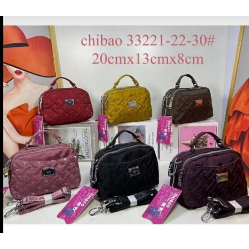 TAS SELEMPANG JINGJING WANITA IMPORT CHIBAO KANVAS ORIGINAL 2IN CBA33221-2230