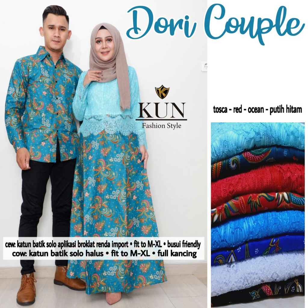 Couple batik gamis katun mix broklat,kemeja mat katun batik solo.