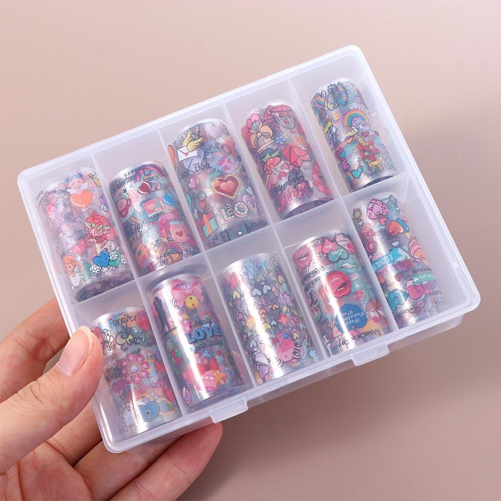 AUGUSTINA Agustina Valentine Stiker Kuku Fashion 10 Pcs Bibir Manicure Nail Art Dekorasi Transfer Paper Decals Hologram Kuku Stiker